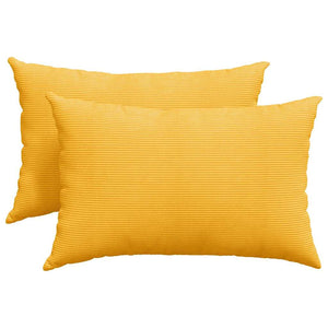 2er Set Sofakissen Hellgelb Cord 60x40 cm
