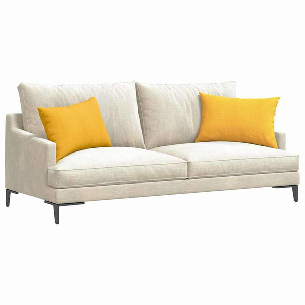 2er Set Sofakissen Hellgelb Cord 60x40 cm