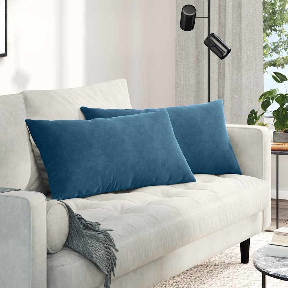 Sofakissen 2er Set Blau Cord 80x40