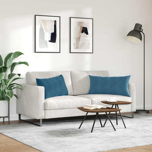 Sofakissen 2er Set Blau Cord 80x40