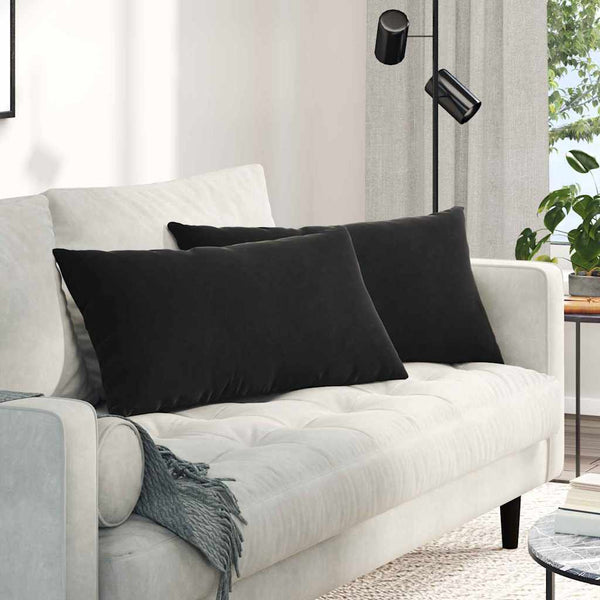 Sofakissen 2er Set Schwarz Cord 80x40cm