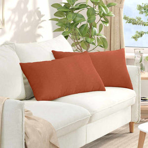 2er Set Sofakissen Rot-Orange Cord 80x40 cm