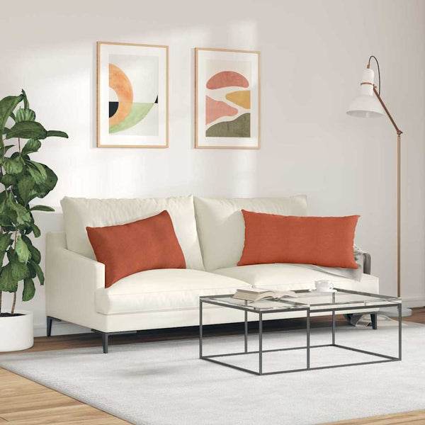 2er Set Sofakissen Rot-Orange Cord 80x40 cm