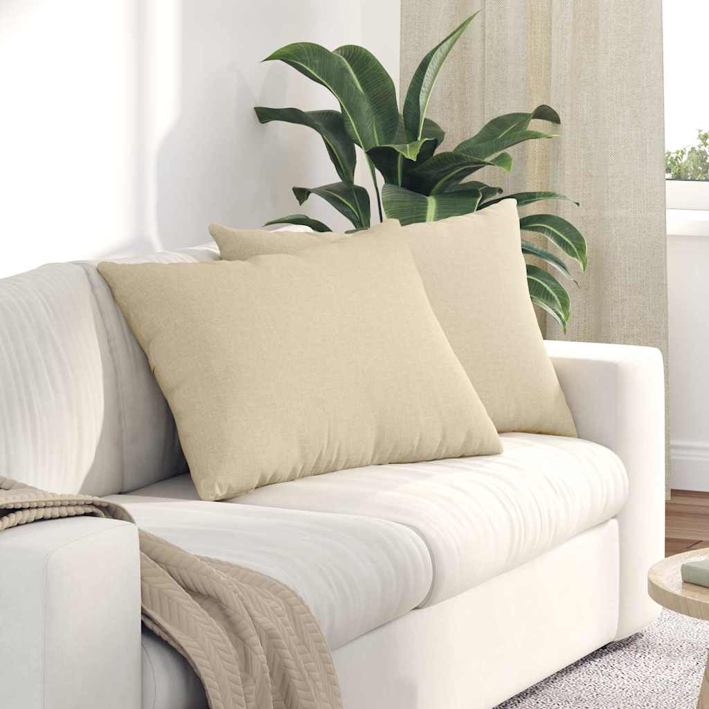 vidaXL Coussins de canapé 2 pcs Crème 70 x 50 cm Tissu