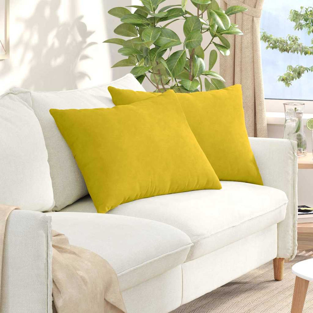 Gelbe Cord Sofakissen 70x50cm, 2er-Set