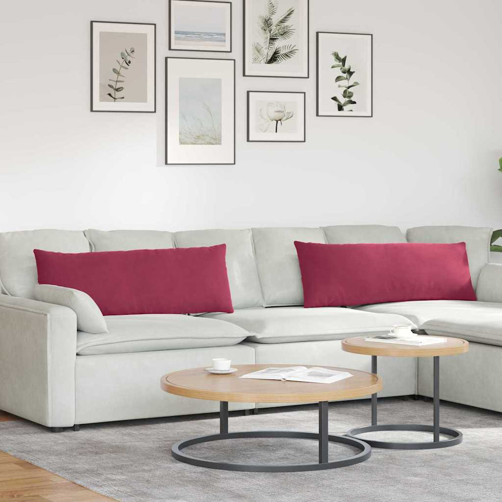 Weinrote Cord Sofakissen, 120x40cm, 2er Set