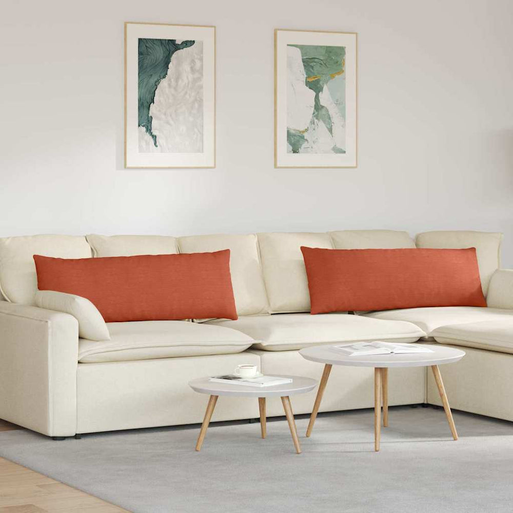Cord Sofakissen 2er Set Rot-Orange 120x40 cm