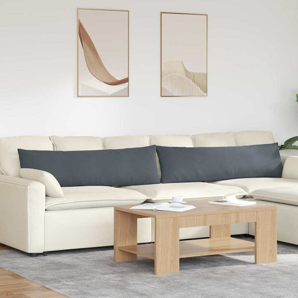 Sofakissen 2er Set Dunkelgrau Cord 145x40cm