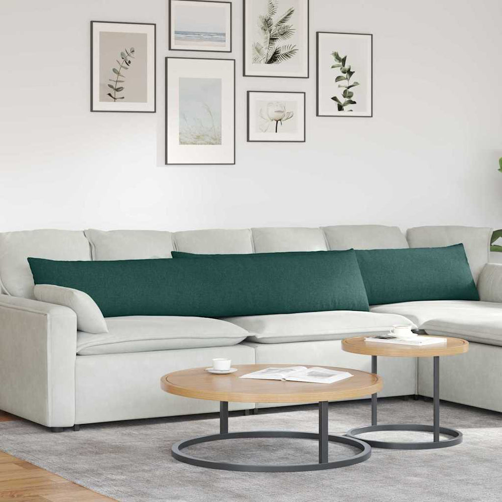 vidaXL Coussins de canapé 2 pcs Vert foncé 200 x 40 cm Tissu