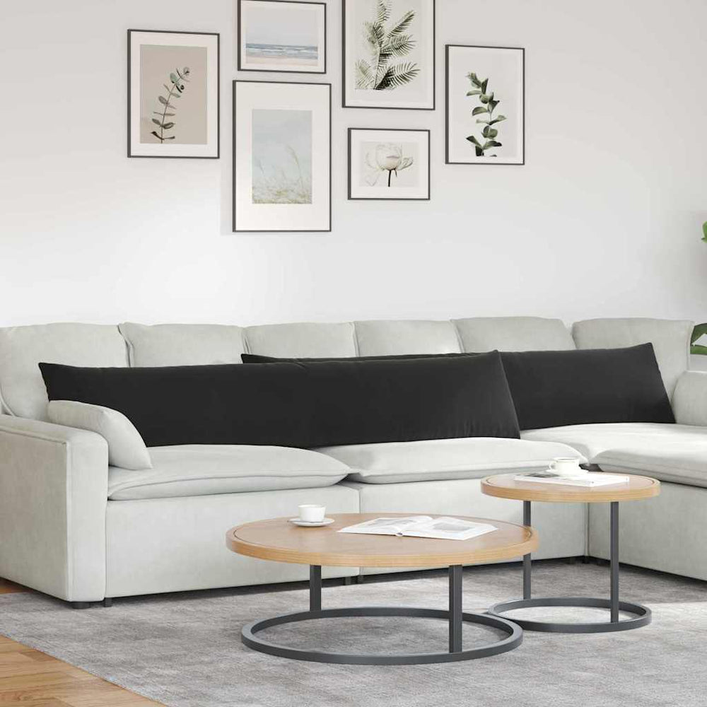 vidaXL Coussins de canapé 2 pcs Noir 200 x 40 cm en velours côtelé