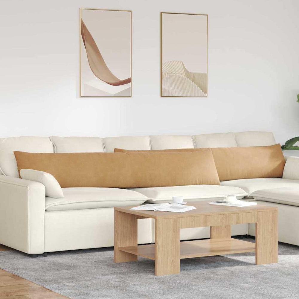 vidaXL Coussins de canapé 2 pcs Marron 200 x 40 cm Tissu côtelé