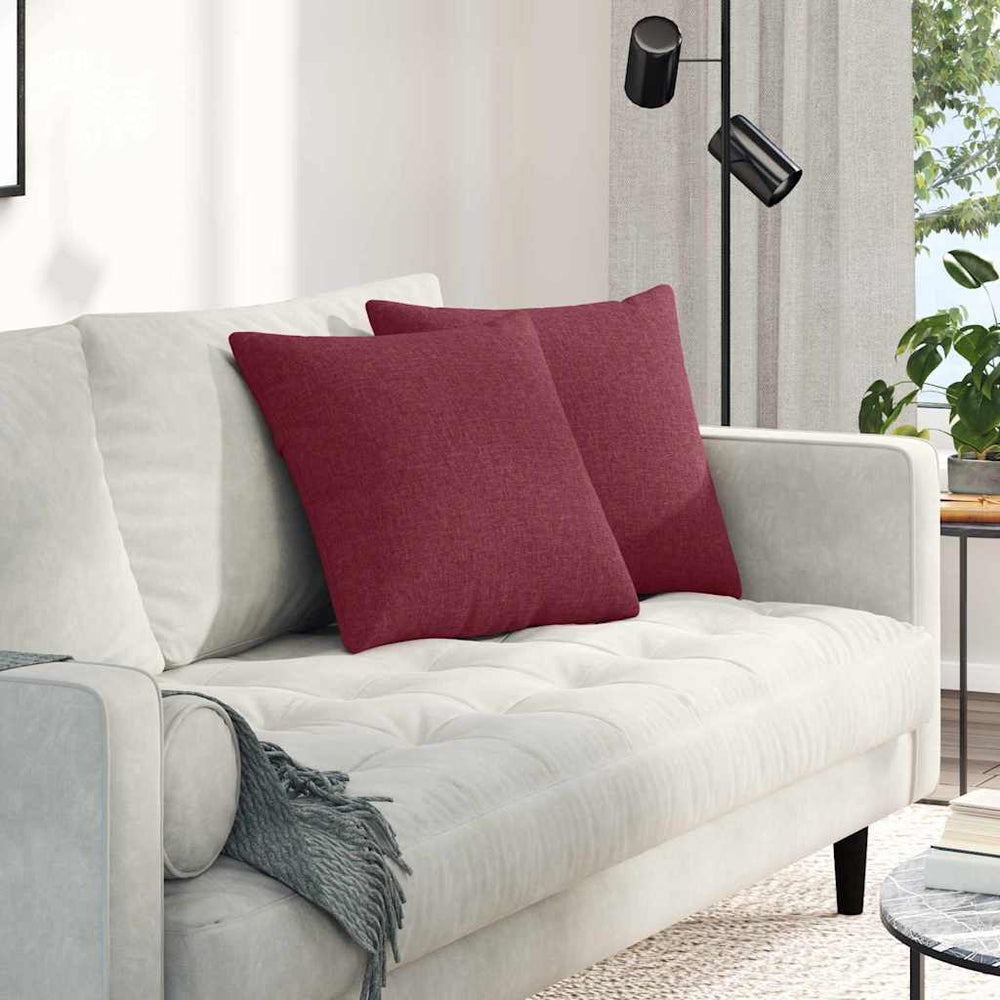 vidaXL Coussins de canapé 2 pcs Rouge bordeaux 45 x 45 cm Tissu