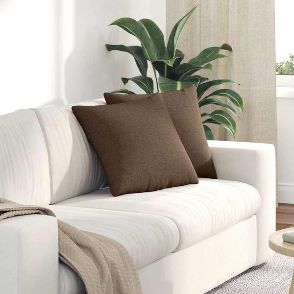vidaXL Coussins de canapé 2 pcs Marron 45 x 45 cm Tissu