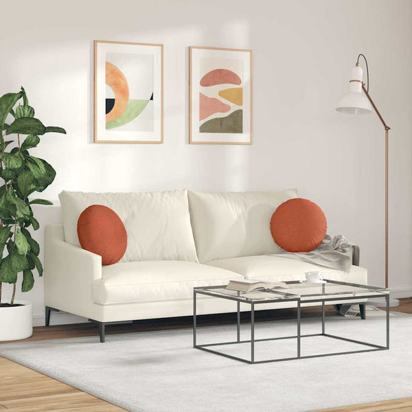 2er Set Sitzkissen Rot-Orange Cord Ø 40cm