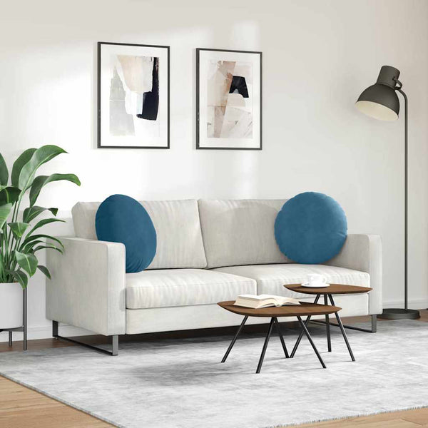 Samt Sitzkissen Blau 2er Set Ø50cm