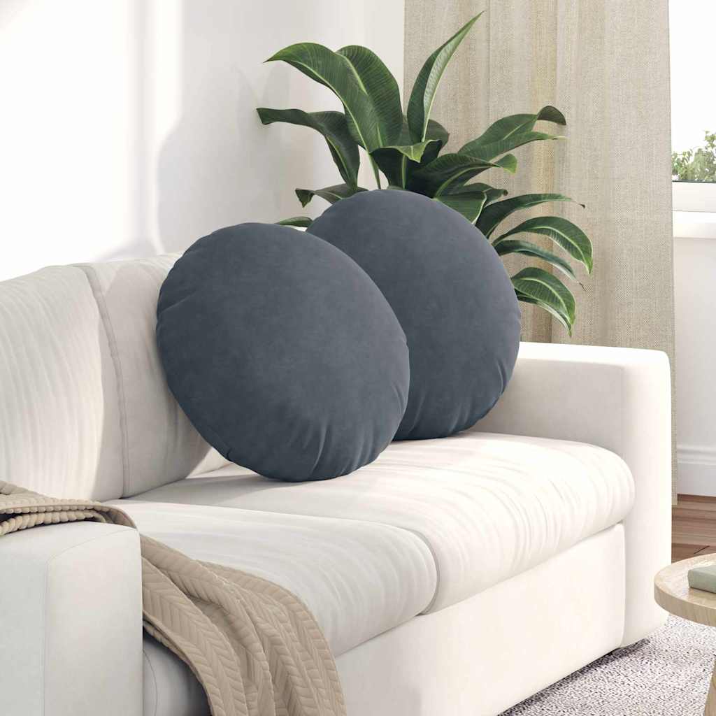 Samt Sitzkissen Dunkelgrau 2er Set Ø50cm