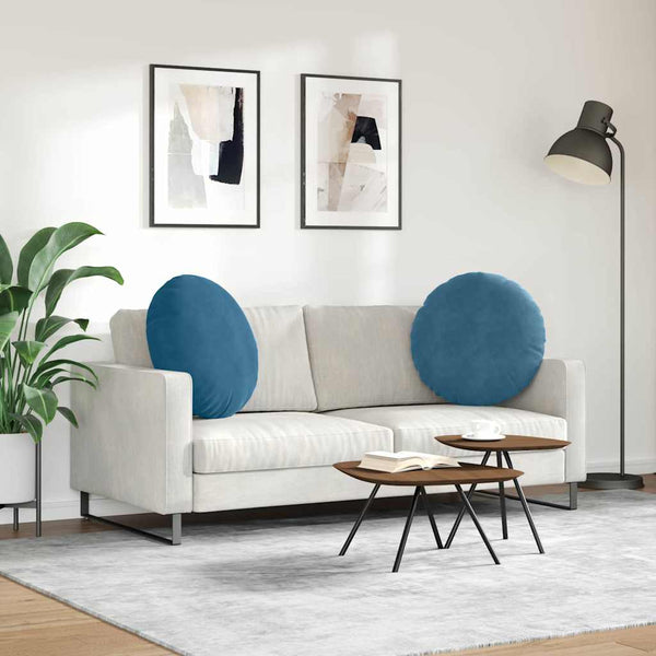 Blaue Samt Sitzkissen Ø60cm - 2er Set
