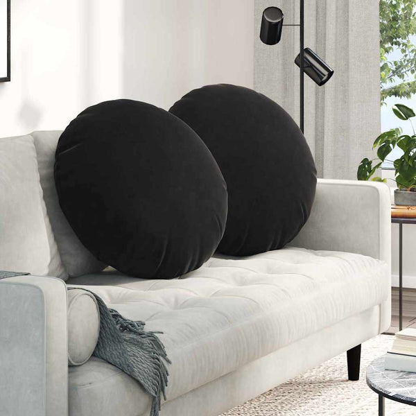 Schwarze Samt Sitzkissen Ø60cm - 2er Set
