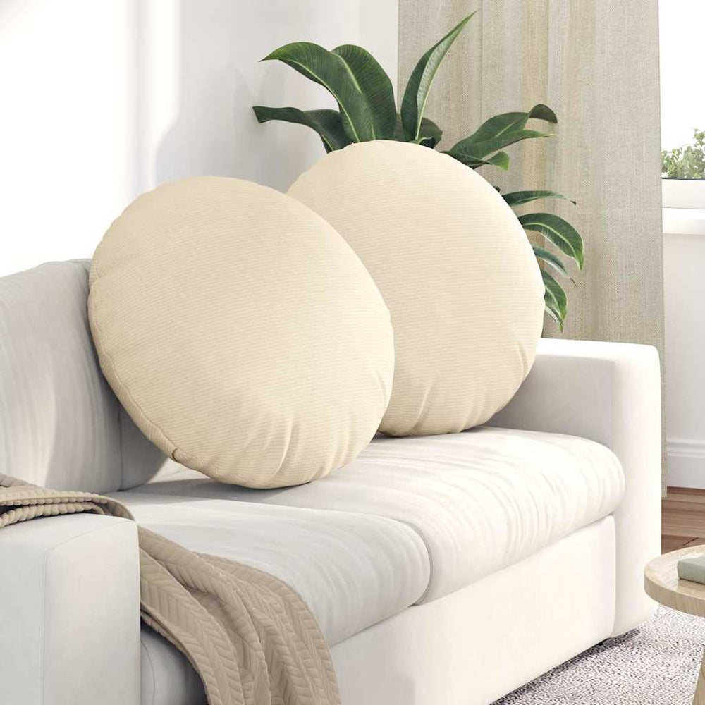 Cord Sitzkissen Creme 2er Set Ø60cm