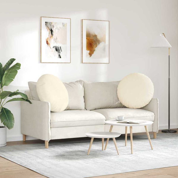 Cord Sitzkissen Creme 2er Set Ø60cm