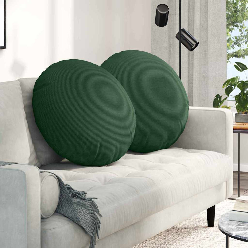 Cord Sitzkissen Dunkelgrün 2er Set Ø60cm