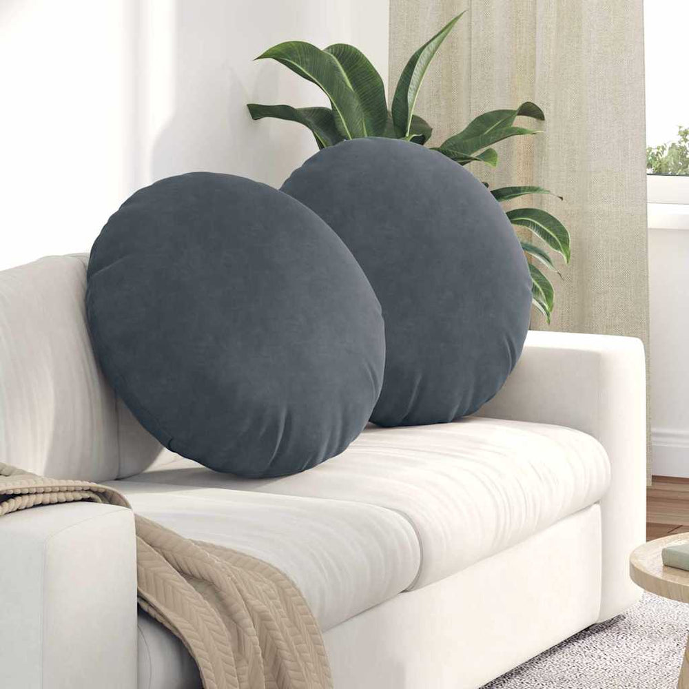 Sitzkissen 2er Set Dunkelgrau Samt Ø 80cm