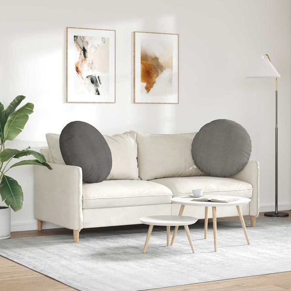 Cord Sitzkissen Hellgrau 2er Set Ø 80cm