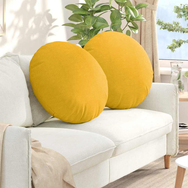 Gelbe Sitzkissen Cordstoff Ø 80cm, 2er-Set