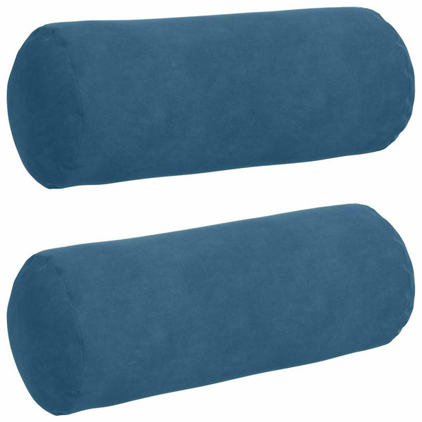 vidaXL Traversins 2 pcs Bleu Ø 15 x 40 cm Tissu de velours côtelé