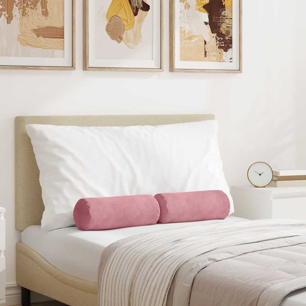 2er-Set Bolsterkissen Rosa Cord 15x40 cm