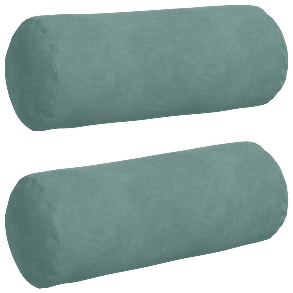 2er-Set Bolsterkissen Cord Meergrün Ø 15x40cm