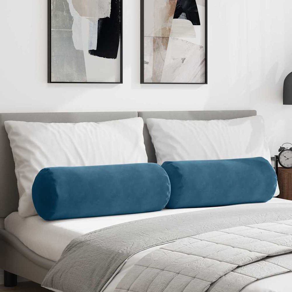 2er Set Bolsterkissen Blau Cord 25x70cm