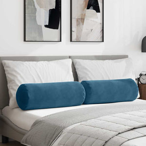 2er Set Bolsterkissen Blau Cord 25x70cm