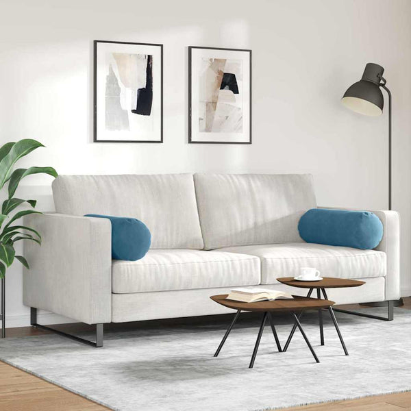 2er Set Bolsterkissen Blau Cord 25x70cm