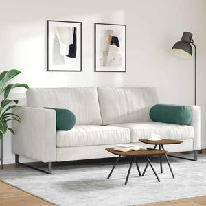 2er Set Bolsterkissen Dunkelgrün Cord 25x70 cm