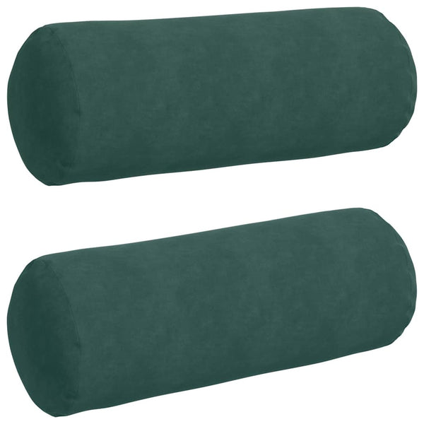 2er Set Bolsterkissen Dunkelgrün Cord 25x70 cm