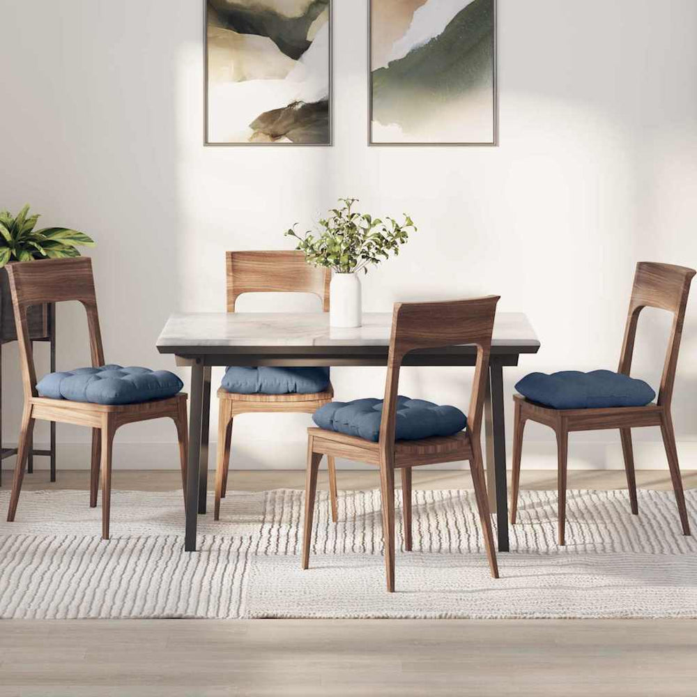 Sitzkissen 4er Set Blau Cord 40x40 cm