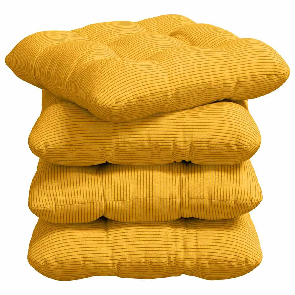 Sitzkissen Gelb Cord 40x40cm 4er Set