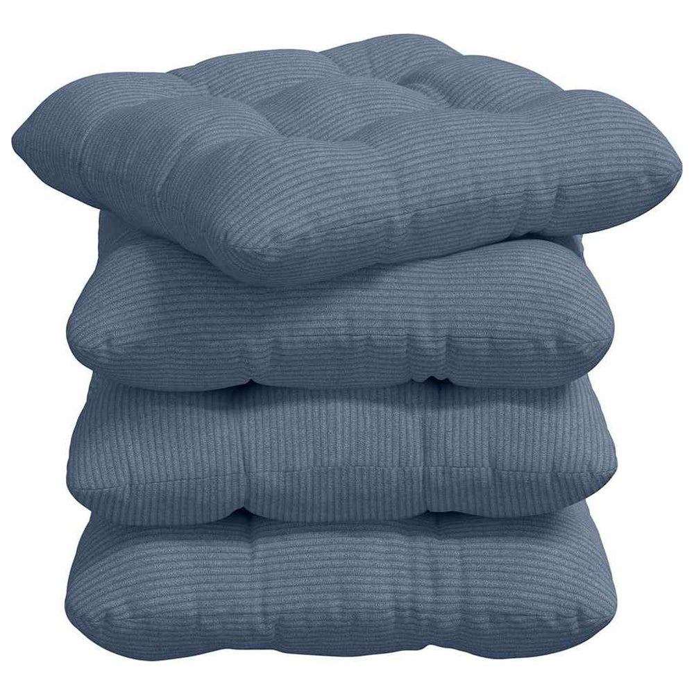 Sitzkissen 4er Set Blau Cord 45x45cm