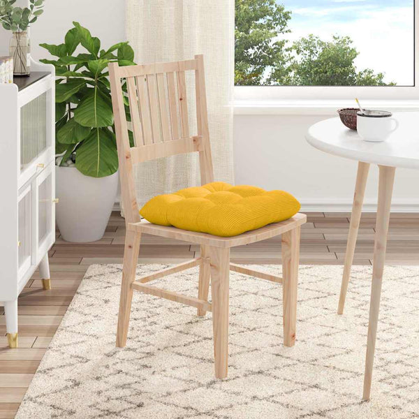 Gelbe Sitzkissen 4er Set Cord 45x45 cm