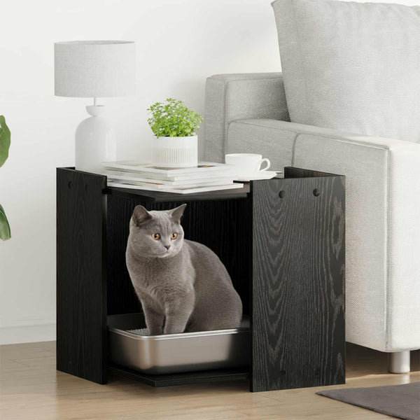 Katzenstreubox Schwarz Eiche 53x53x51cm