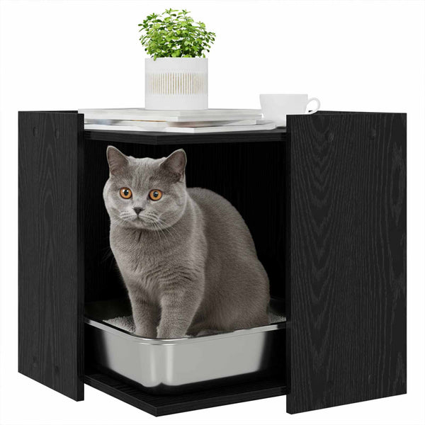 Katzenstreubox Schwarz Eiche 53x53x51cm