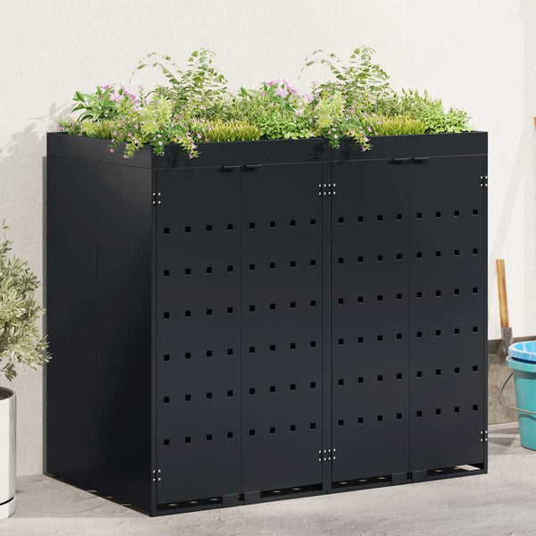 Mülltonnenbox für 2 Tonnen, Schwarz