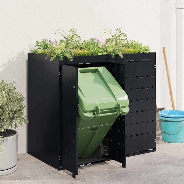 Mülltonnenbox für 2 Tonnen, Schwarz
