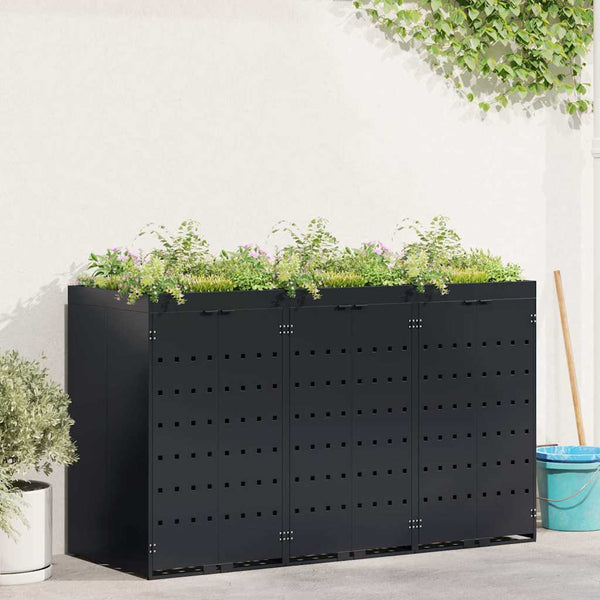 Mülltonnenbox für 3 Tonnen, Schwarz