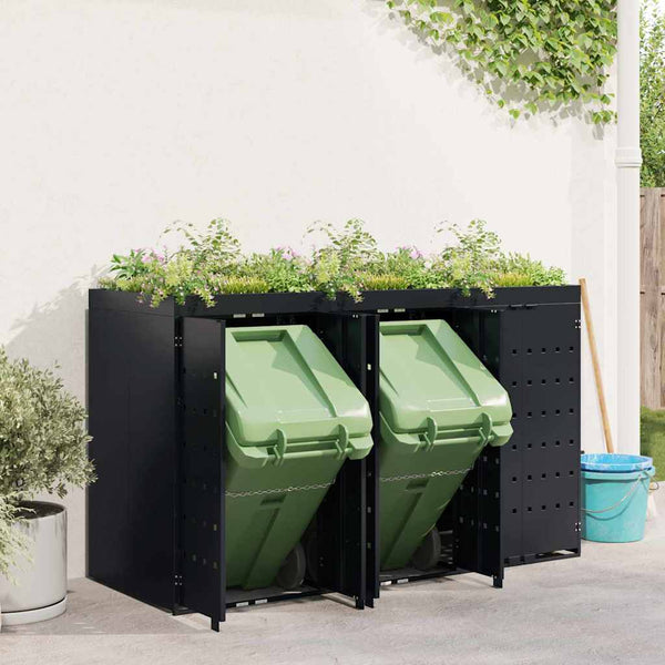 Mülltonnenbox für 3 Tonnen, Schwarz