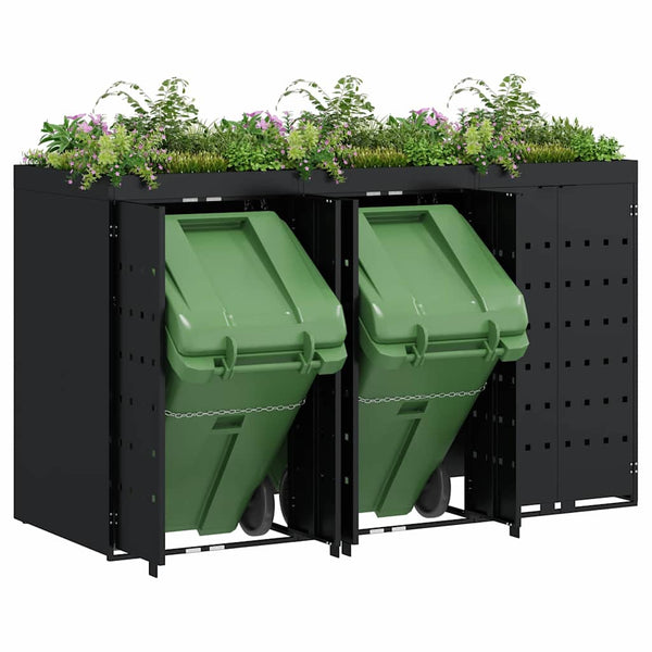 Mülltonnenbox für 3 Tonnen, Schwarz