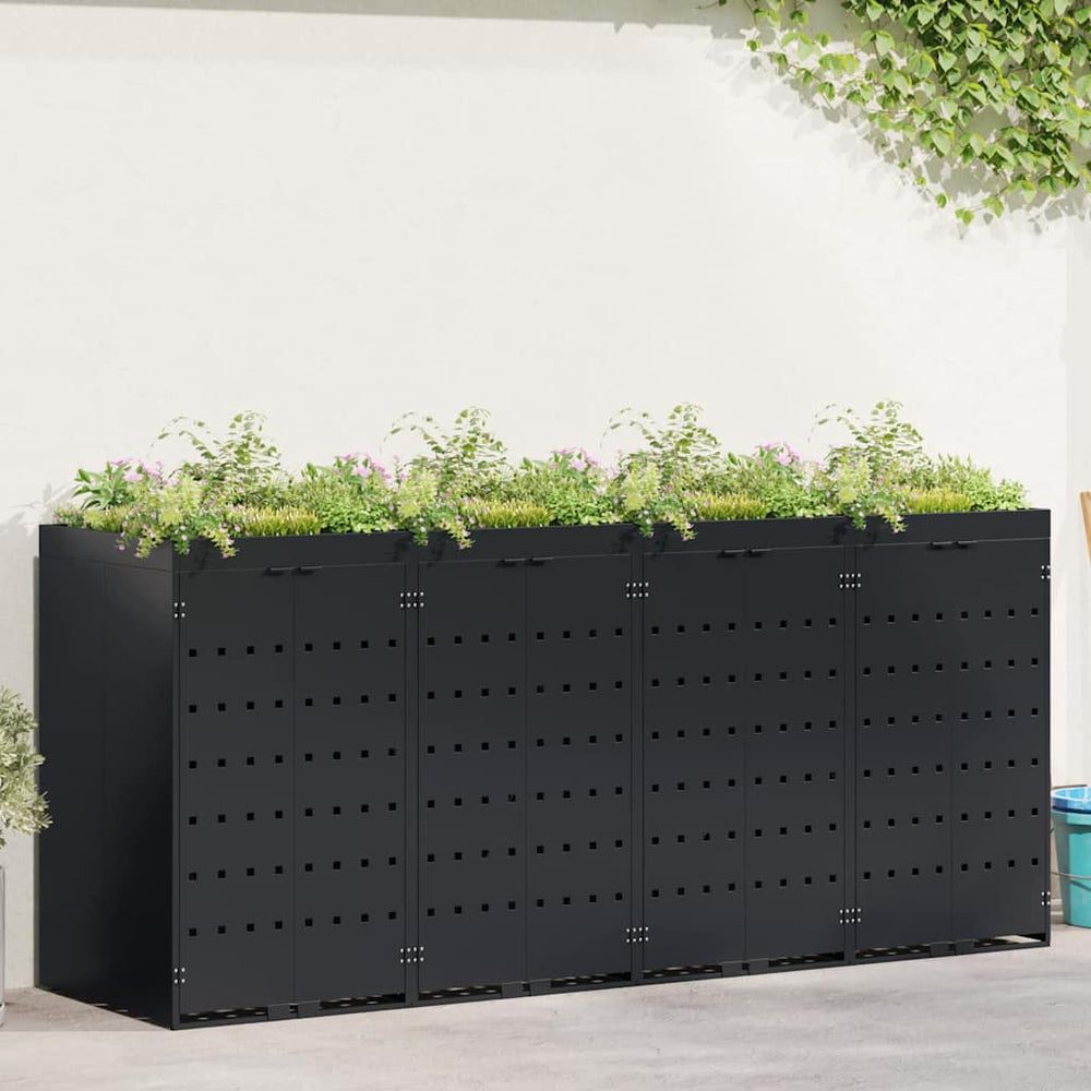 Mülltonnenbox für 4 Tonnen, Schwarz