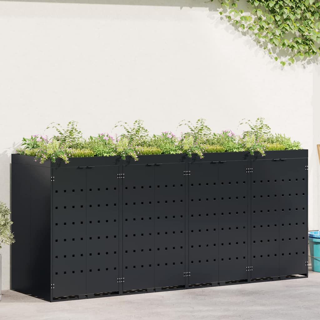 Mülltonnenbox für 4 Tonnen, Schwarz