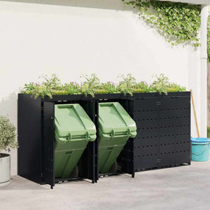 Mülltonnenbox für 4 Tonnen, Schwarz